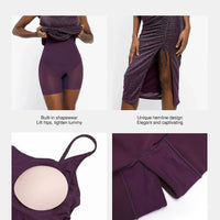 Shapewear Metallic Knit Bodycon Sculpting Midi Slip Dress