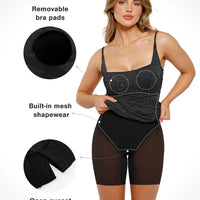 Shapewear Metallic Knit Bodycon Sculpting Midi Slip Dress