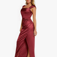 Shapewear Off Shoulder Shine Ruched Sculpting Maxi Dress