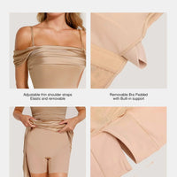 Shapewear Off Shoulder Shine Ruched Sculpting Maxi Dress