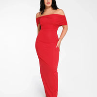 Shapewear Off-the-Shoulder Slim Column Maxi Dress