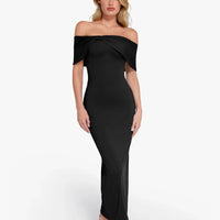 Shapewear Off-the-Shoulder Slim Column Maxi Dress