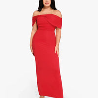 Shapewear Off-the-Shoulder Slim Column Maxi Dress