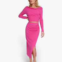 Shapewear Rib Modal Built In Sculpting Midi Wrap Skirt