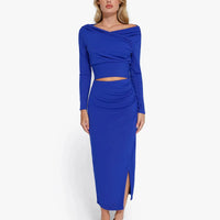 Shapewear Rib Modal Built In Sculpting Midi Wrap Skirt