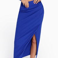 Shapewear Rib Modal Built In Sculpting Midi Wrap Skirt