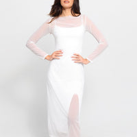 Shapewear Slimming Midi Dress and Sheer Mesh Overlay Set