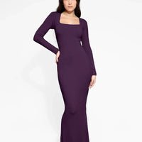 Shapewear Square Neck Long Sleeve Slimming Modal Maxi Dress