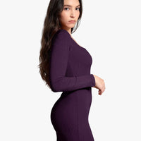 Shapewear Square Neck Long Sleeve Slimming Modal Maxi Dress
