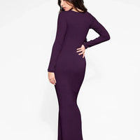Shapewear Square Neck Long Sleeve Slimming Modal Maxi Dress