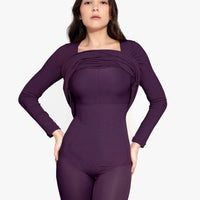 Shapewear Square Neck Long Sleeve Slimming Modal Maxi Dress