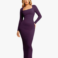 Shapewear Square Neck Long Sleeve Slimming Modal Maxi Dress