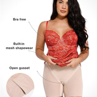 Shapewear All-Lace Hourglass Corset Side Slit Midi Dress