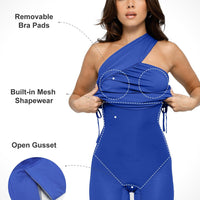 Bluetag Cooling Shapewear One-Shoulder Ruched Bodycon Dress