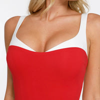 Shapewear Contrast Trim Built-In Sculpting Maxi Dress