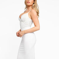 Shapewear Sculpting Lace Corset Midi Slip Dress