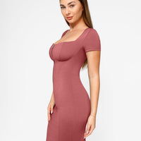 Shapewear Denim Square Neck Tummy Control Midi Dress