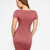 Shapewear Denim Square Neck Tummy Control Midi Dress