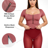 Shapewear Denim Square Neck Tummy Control Midi Dress