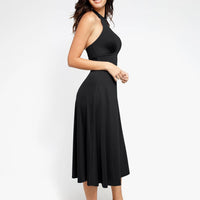 Shapewear Sculpting Backless Halter A-Line Midi Dress