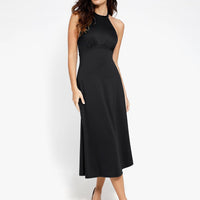 Shapewear Sculpting Backless Halter A-Line Midi Dress