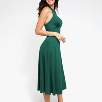 Shapewear Sculpting Backless Halter A-Line Midi Dress