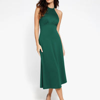 Shapewear Sculpting Backless Halter A-Line Midi Dress