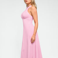 Shapewear Sculpting Backless Halter A-Line Midi Dress
