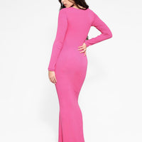 Shapewear Square Neck Long Sleeve Slimming Modal Maxi Dress