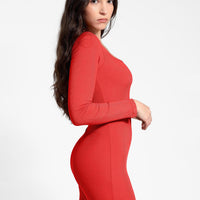 Shapewear Square Neck Long Sleeve Slimming Modal Maxi Dress