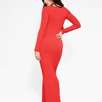 Shapewear Square Neck Long Sleeve Slimming Modal Maxi Dress