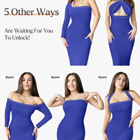 Shapewear Square Neck Long Sleeve Slimming Modal Maxi Dress