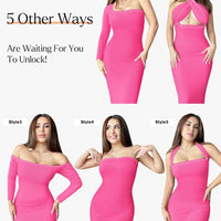 Shapewear Square Neck Long Sleeve Slimming Modal Maxi Dress