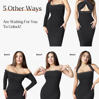 Shapewear Square Neck Long Sleeve Slimming Modal Maxi Dress