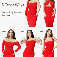 Shapewear Square Neck Long Sleeve Slimming Modal Maxi Dress