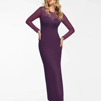 Shapewear Mesh Long Sleeve V-Back Slimming Maxi Dress