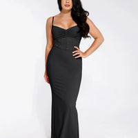 Shapewear Lace Inset Sculpting Mermaid Maxi Slip Dress