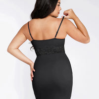 Shapewear Lace Inset Sculpting Mermaid Maxi Slip Dress