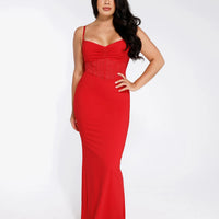 Shapewear Lace Inset Sculpting Mermaid Maxi Slip Dress