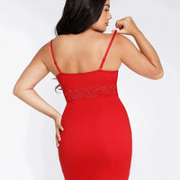 Shapewear Lace Inset Sculpting Mermaid Maxi Slip Dress