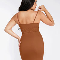 Shapewear Lace Inset Sculpting Mermaid Maxi Slip Dress