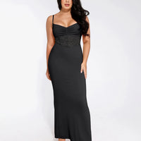 Shapewear Lace Inset Sculpting Mermaid Maxi Slip Dress