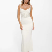 Shapewear Lace Inset Sculpting Mermaid Maxi Slip Dress