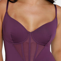 Shapewear Mesh Corset Panel Built-In Sculpting Midi Dress