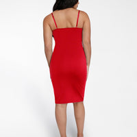 Shapewear Mesh Corset Panel Built-In Sculpting Midi Dress