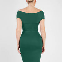 Shapewear Ruched Off-Shoulder Sculpting Midi Dress