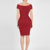 Shapewear Ruched Off-Shoulder Sculpting Midi Dress