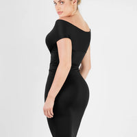 Shapewear Ruched Off-Shoulder Sculpting Midi Dress