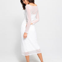 Shapewear Slimming Midi Dress and Sheer Mesh Overlay Set
