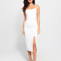 Shapewear Slimming Midi Dress and Sheer Mesh Overlay Set